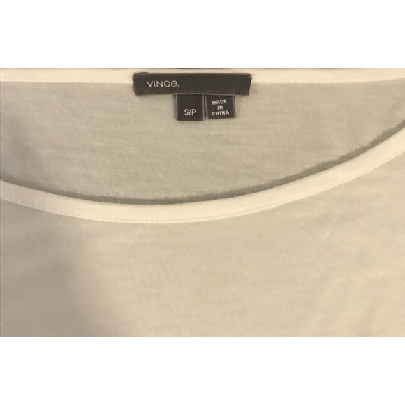 Vince Women's Long Sleeve White Scoop Neck Shirttail Hem Top - Size Small - Picture 4 of 9